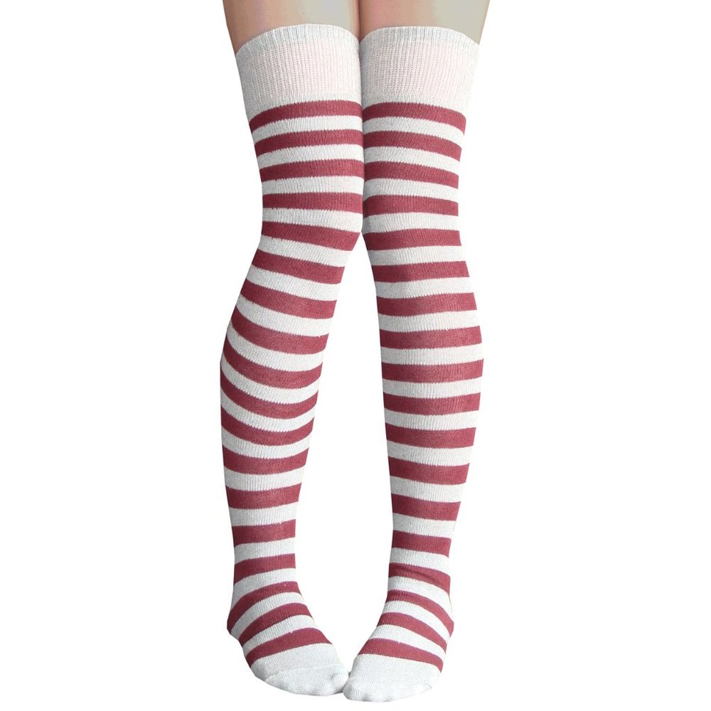 Grey/Burgundy Thigh Highs